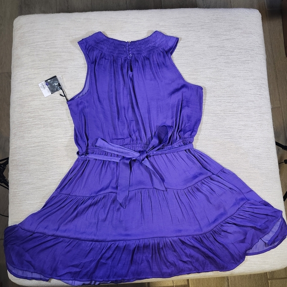 Simply Vera Vera Wang Purple Blouson Flared Boho Sash Belt Midi Dress Sz 2XL NWT - Picture 2 of 10